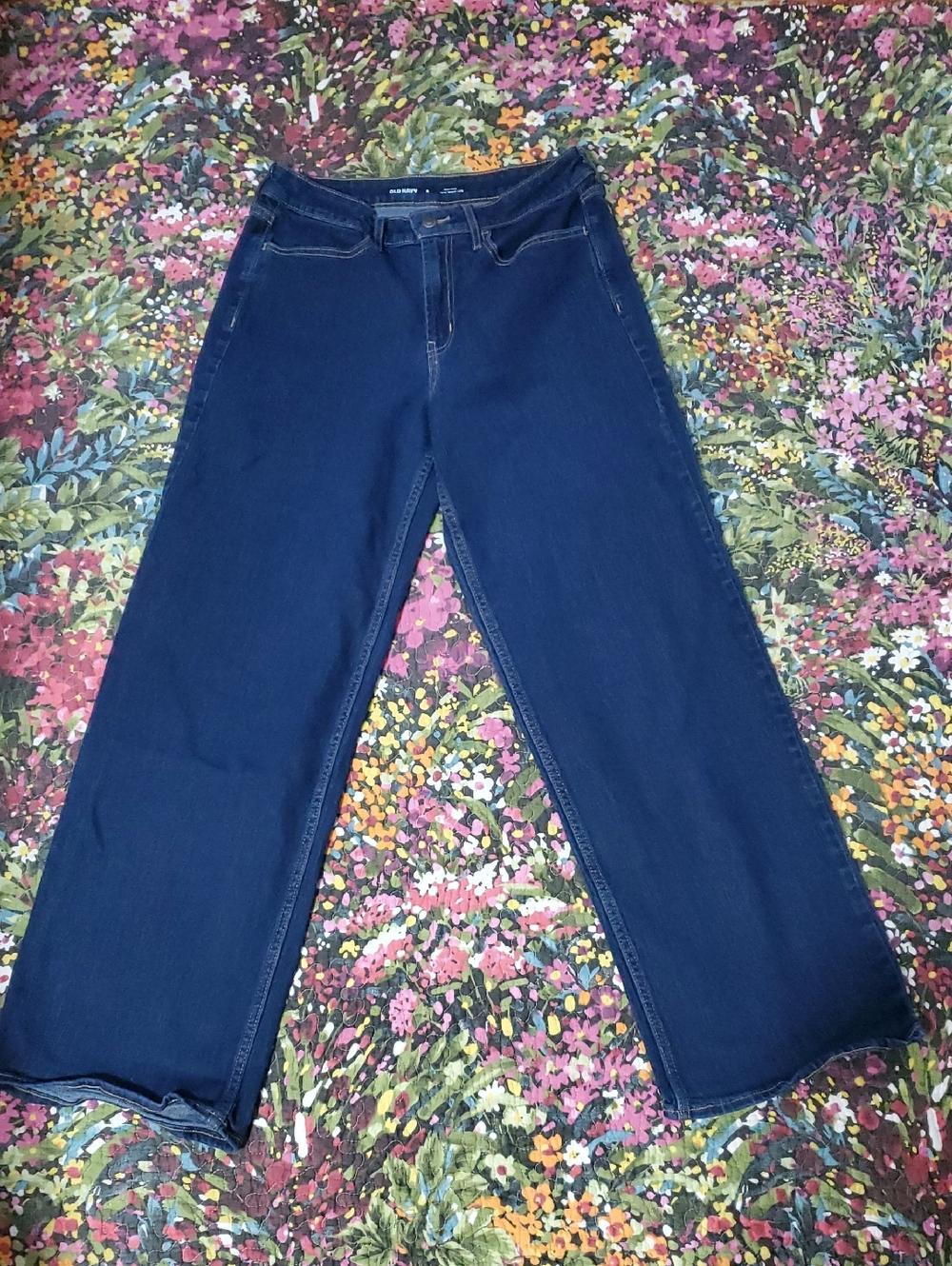 old navy wow high-rise wide leg women's jeans - dark blue 8